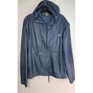 Le Tigre Vintage Men's 1/4 Zip Hooded Windbreaker Jacket Size Medium Navy Blue